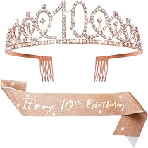 AOPRIE Geburtstags-Set – Tiara & Schärpe Für Mädchen/Frauen (blau, Strass, Verstellbar)