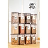 Large Size Spice Bowl Set with Meleni Home 12 Tags - Square Spice Set with Lid Storage Container 12x1100 Ml