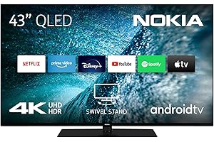 ‎NOKIA Nokia QNR43GV215 UNA43GV210 Smart TV - 43 Cali Telewizja (108cm) Android TV (QLED 4K UHD, WLAN, HDR, Triple Tuner DVB-C/S2/T2, Google Play Store, Netflix, YouTube, Prime Video, Disney+)