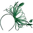 Caprilite Women's Large Wedding Races Party Fascinator Net Hat with Cones and Feathers (Hoop Headband, HAT, One Size, All Seasons)
