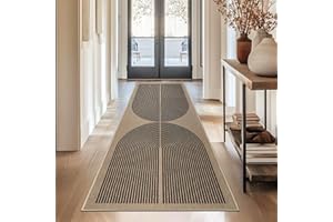 Capslpad Dywan, bieżnik na korytarz, 80 x 200 cm, wygląd juty, naturalny, nadaje się do prania, czarny, antypoślizgowy, bieżnik kuchenny, do korytarza, kuchni, sypialni, na balkon