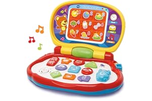 VTech-Mis primeras Teclas Ordenador infantil con tres modos de juegos que enseña animales, colores, formas y notas musicales, Multicolor (3480-191222)