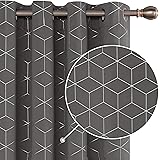 Deconovo Blackout Curtains, Eyelet Curtains, Thermal Insulated Curtains, Diamond Foil Printed Curtains for Bedroom, 52 x 63 I