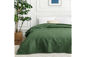 Love's cabin Tagesdecke 220x240 Olivgrün, Ultra Weiche Bett Quilt Leichte Mikrofaser Tagesdecken Bettüberwurf 220x240, Moderne Bedspread mit Münzmuster für alle Jahreszeiten (ohne Kissenbezug)