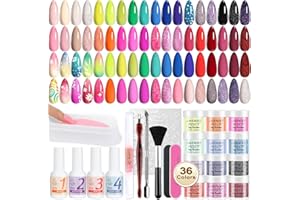 Lavender Violets 48pcs Acrylique Trempage Poudre Système , 36 Couleurs Manucure Set Starter Outils Français Lime à Ongles Autocollants Cornée Huile Récupération Plateau Gamme Complète B950