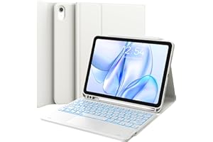 ‎CHESONA CHESONA Hülle mit Tastatur für iPad 10 Generation/11 Generation A16 2025, 7 Farben Beleuchtung, Multi Touch Trackpad, 2 Bluetooth Kanäle für Neu iPad 10. Gen 2022/2025 11", Weiß