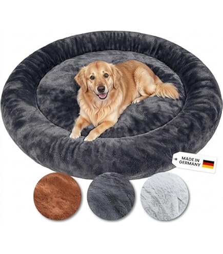 pfoten&nasen Wolke 7 Hundebett XL [Hellgrau, 105 cm]  Donut-Kissen fr  groe Hunde  Waschbar & flauschig mit abnehmbarem Bezug : Amazon.de:  Haustier