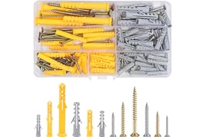 UPUPGO 120 Stück Wanddübel und Schrauben Set 6 Größen Holzschrauben Spreizdübel Kit Schrauben und Dübel Kit mit Sortimentbox Werkzeugkiste mit Schrauben für Trockenbau, Beton,Ziegel, Gipskarton