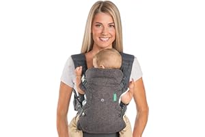Infantino - Porte-bébé Flip 4-en-1 - Ergonomique - 4 façons de porter -Convertible - Confortable - Lanières Rembourrées - Ajustable -Support de Tête - Pour Bébés De 3,6 à 14,5 kg - Gris
