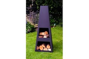 MADEOMETAL Made O' Metal Pyramid Shaped 120cm Steel Garden Patio Chimenea Log Burner Heater