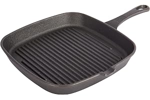 KitchenCraft Räfflad Gjutjärnspanna, Fyrkantig, Induktion, Svart, 23 cm, KCCISQ