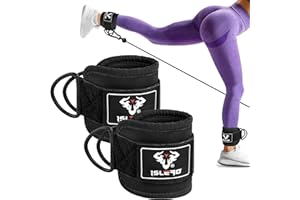 Islero Ankle Straps For Cable Machines Steel Double D-Ring Gym Straps Ankle Cuff Wrist Weightlifting Pulley Leg Extension Leg Curl & Glute Abs Gym Ankle Strap Cable Kickback Ankle Strap Men Women