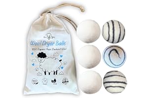 BIO4YOU Set di 6 Palline per Asciugatrice - 100% Lana Biologica della Nuova Zelanda - Palline per Asciugatrice in Lana per un Bucato Morbido e Tempi di Asciugatura Ridotti - Perfette per la Piuma D'oca