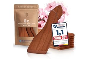 Das ausgezeichnete GOLDENBERG® Raclette Schaber Kirsche geölt - 8er Set Raclette Spachtel - Raclette Zubehör aus Europa - Raclette Schieber - Holz Spachtel Raclette - Raclette Holzschaber
