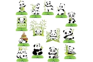 Demissle 14 Pieces Panda Party Decorations Panda Honeycomb Centerpieces Panda Party Supplies Cute Paper Table Centerpieces Birthday Party Table Decoration