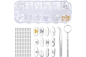 HEVEER Nakładki na nos do okularów Zestaw naprawczy okularów z 80 śrubami Mały śrubokręt do okularów 12 stylów 60 par