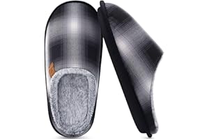 COFACE Mens Memory Foam Slippers Slip On Warm Fluffy House Indoor/Outdoor Shoes With Anti-skid Sole