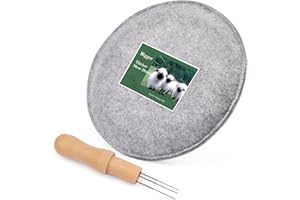 Deudy Nadelfilzpad, 7,87 * 7,87 Zoll, Filzpad, Nadelfilz Werkzeugsatz, Nadelfilzpad, Polsterschwammkissen mit Filznadelwerkzeug mit 3 Nadeln und Holzgriff für Starter-Wollfilz-Werkzeugset