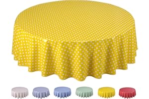 Home Direct Obrus woskowany PVC okrągły 160 cm Mały groszek żółty