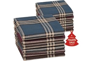 HOULIFE Homme Mouchoirs Tissu en Pur Coton 40 * 40cm pour Usage Quotidien Lot de 6 Pièces