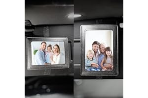 KICDER Premium Artificial Leather Car Visor Picture Frame - Fits 5-inch Photos, Displays Vertically and Horizontally in Car (Black)