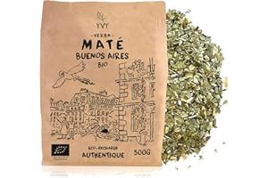 YVY MATÉ Yerba Mate Bio Buenos Aires 500g | Maté Bio, Équitable et Non Fumé | Faible en Poudre, avec Tiges | Maté Authentique | Coupe Typique Argentine | Boisson Caféinée | Goût Intense et Complexe