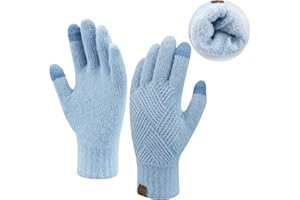 Bequemer Laden Mujer Invierno Guantes Caliente de Punto Guantes Tactiles con Forro Polar Térmico de Doble para Tiempo Frío