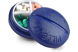MEDCA Portapillole rotondo da viaggio - Mini compatto portatile 4 scompartimenti per organizzare le tue pillole, Vitamine e medicinali per facilitare la somministrazione di pillole fino a 4 volte al giorno