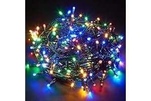 SHATCHI 200 LEDs Fairy String Lights Multicolour Indoor/Outdoor Christmas Tree/Home/Party/Wedding/Garden Decorations Green Cable 8 Modes Mains Powered Memory Auto Timer