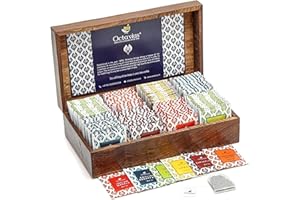 Octavius | Wooden Caddy Tea Sampler Pack | Assortment of 3 Black & 3 Green Teas | 120 Enveloped Double Chamber Tea Bags | Tea Sampler Variety Pack | Perfect for Tea Lovers | Pack of 1