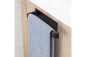 ‎OETAMS OETAMS Handtuchhalter Ohne Bohren Schwarz Matt, 304 Edelstahl Handtuchstange Selbstklebend, Einarmig Badetuchhalter, Hantuchhalterung Wand, Handtuchhalter zum Kleben für Bad and Küche, 22CM