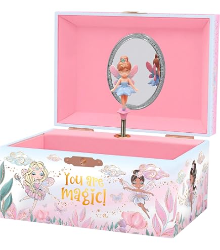 Boîte à Bijoux Musicale Ballerine Pour Filles - Boîte à Musique Avec Miroir Et Danseuse Étoile Rose
