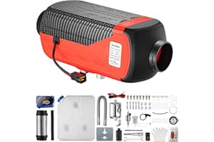 Redriver Calefacción Estacionaria, 8KW Calefaccion Diesel 12V/24V Pantalla LCD, Calentador de Aire Diésel Control Remoto, Bajo Consumo para Coche Furgoneta, Automóvil Camiones Barco Autobús(Rojo)