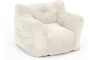 Pamapic Bean Bag, Single Bean Bag Chair with Filling Included, Beanbag Adult with Portable Handle, Modern Ergonomic Comfy Sofa, Living Room, Bedroom, Gaming Room Furniture, Beige