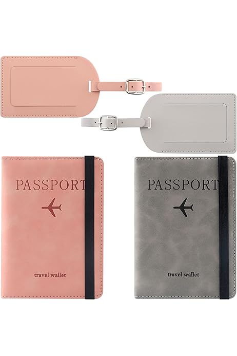 Portadocumenti Da Viaggio Con Etichette Bagagli - Portapassaporto Famiglia | Grigio