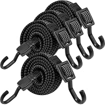 Rugtol Gummispanner mit Haken, 200cm Spanngummi Verstellbar Gummi Spanngurt 4er Set, Flach Gepäckspanner Schwarz Gummiseil, Extra Stark Gummispanner Expander für Sonnensegel, Garten, Fahrrad, Tarps Baumarkt