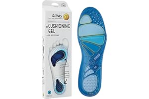 Sidas Semelles Cushioning Gel, Semelles en Gel pour chaussures du quotidien et de travail, Confort longue durée avec le gel dynamique, Respirantes, Homme et Femme