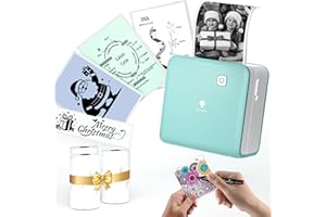 ‎PHOMEMO Phomemo Mini Printer, M02 Pro Tiny Printer 300 DPI Mini Printer for Smartphone, Pocket Printer, Bluetooth Thermal Printer with 3 Paper Rolls, Sticker Printer for Study Notes, Photos, Labels
