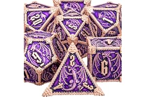 ARUOHHA Metal DND Dice 7PCS D&D Dice Set with Gift Box, Role Playing D and D Dice D20 D12 D10 D8 D6 D4, Large 6 Sided Polyhedral Dice for Dungeons and Dragons Warhammer Pathfinder RPG Board Games