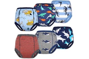 AolsteCell Culotte d Apprentissage Enfant, Culotte Apprentissage propreté Garcon, Culotte d'apprentissage Lavable, Pur Coton, 2 Ans, Lot de 6, Multicouleur avec différent Motifs