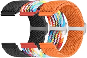 Yunshare Geflochtenes Elastisches Armband Schnellverschluss 18mm 19mm 20mm 22mm 24mm Nylon Uhrenarmband für Samsung/Garmin/Fossil/Amazfit/Huawei Watch Ersatzarmband Damen Herren, 3 Stück