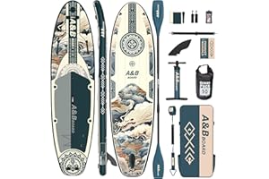 A&BBOARD 335cm x 88cm Stand Up Paddle Boards gonfiabile con accessori SUP Premium, pompa a doppia azione, zaino, design ampio e stabile, giovani e adulti