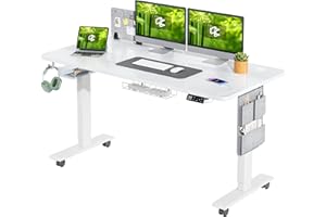 MAIDeSITe Electric Standing Desk Height Adjustable Standing Desk Sit Stand Desk Stand Up Desk with Drawer and 140 * 70cm Desktop for Home Office