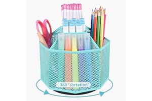 POPRUN Uchwyt na długopisy dla dzieci, organizer na biurko, obrotowy pojemnik na długopisy z metalowego drutu, nadaje się do szkoły i biura (zielony)