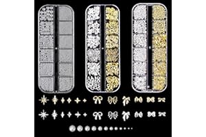 lafo Lot de 3 Boîtes Strass Ongle Nail Art avec Bijoux Ongles - Perles Charmes Cristal Blanc, Beige et Décoration Ongle - Kit Nail Art Accessoires Design Faciles (A)