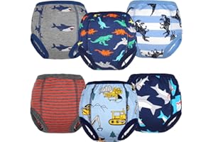 FLYISH DIRECT Culotte Enfant Apprentissage en 100% Coton, Culotte Apprentissage Propreté Garcon, Slip d’apprentissage Garcon Absorbant, Culotte d’apprentissage Lavable, 6 Paquets, Bleu, 8 Ans
