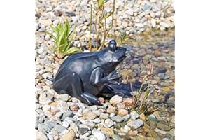 CLGarden Wasserspeier Figur Frosch für Teich Wasser Springbrunnen Teichfigur schwarz/anthrazit