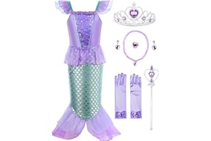 Ohlover Dziewczęca kostium księżniczki, małej syrenki, Halloween, Cosplay, sukienka na imprezę