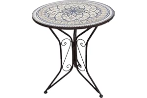 ‎FRANK FLECHTWAREN FRANK FLECHTWAREN Tisch, Garten Tisch, Bistrotisch Mosaiktisch Mare Ø 55 x 68 cm dazu passende Stühle separat bestellbar Nr.-B086LH34W1