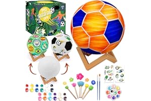 GOODY KING Paint Your Own Football Painting Lamp Kit, World Cup 3D Soccer Night Light Painting Lamp Art Set with Football Stickers, Stand, Creativity Kit 5 6 7 8 9 10 Year Old Girls Boys Brithdays Gifts